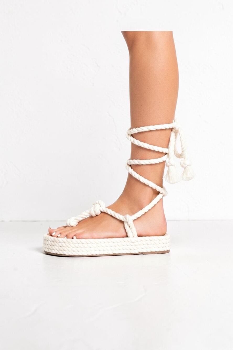 ASOS DESIGN Rope Tie Flatform Espadrilles in Cream – Brand New Size 8